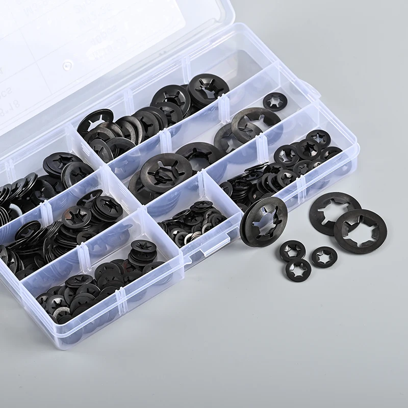 Plum blossom hole retaining ring 340pcs kit bearing clamp retaining ring 65 manganese steel retaining ring opening