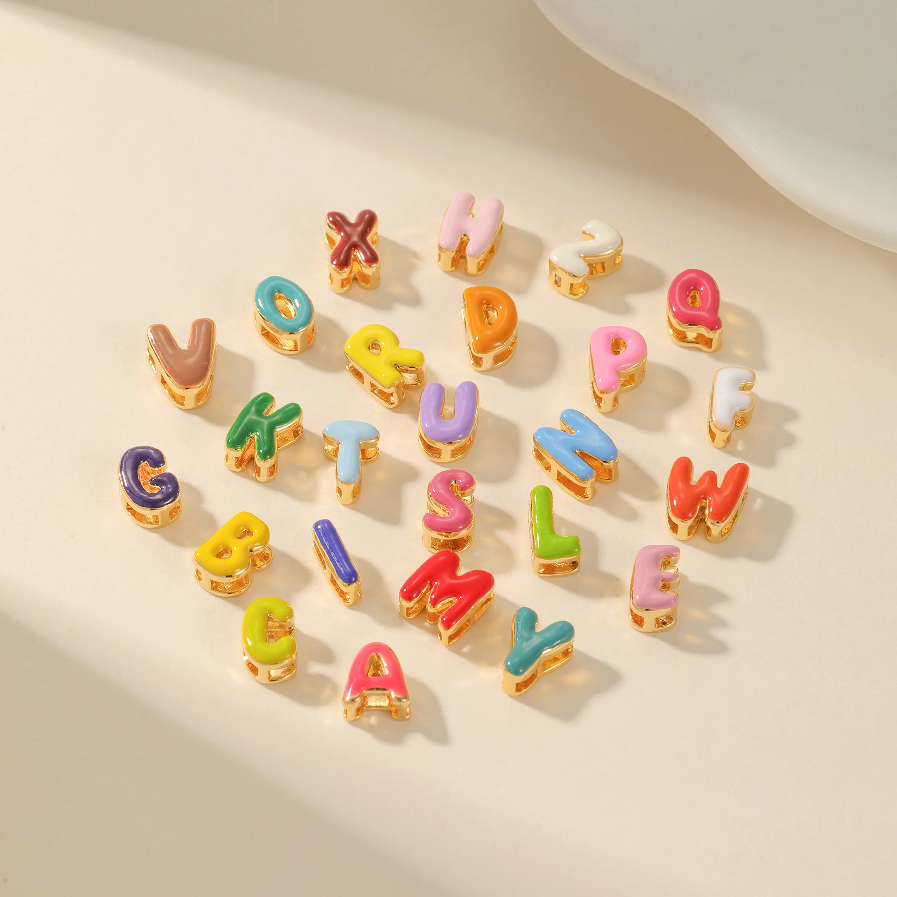 3D Colorful Bubble Letters DIY Sliding Necklace Capital Letters A-Z Personalized Customized Enamel Letters Exquisite Pendant