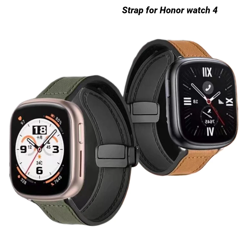 

Cow Leather Strap For Honor watch 4 Correa Bracelet Magnetic Watchband For HONOR Watch4 SmartWatch Sport Belt Replacement Band