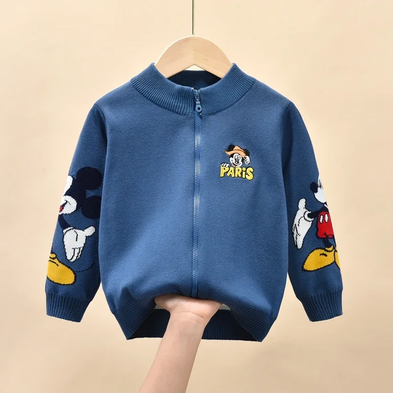 Baby Girls Sweaters Spring Autumn Winter Cartoon Mickey Mouse Knitted Cotton Children Clothes Kids Tops Boys Jacket Zipper Coat