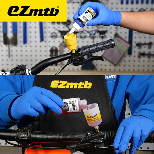 Imagen 2 del producto EZmtb Aceite para frenos de bicicleta - Aceite mineral Líquido para frenos de disco hidráulico DOT 4 5.1 Líquido para frenos y lubricante para pistón - Mantenimiento de bicicletas