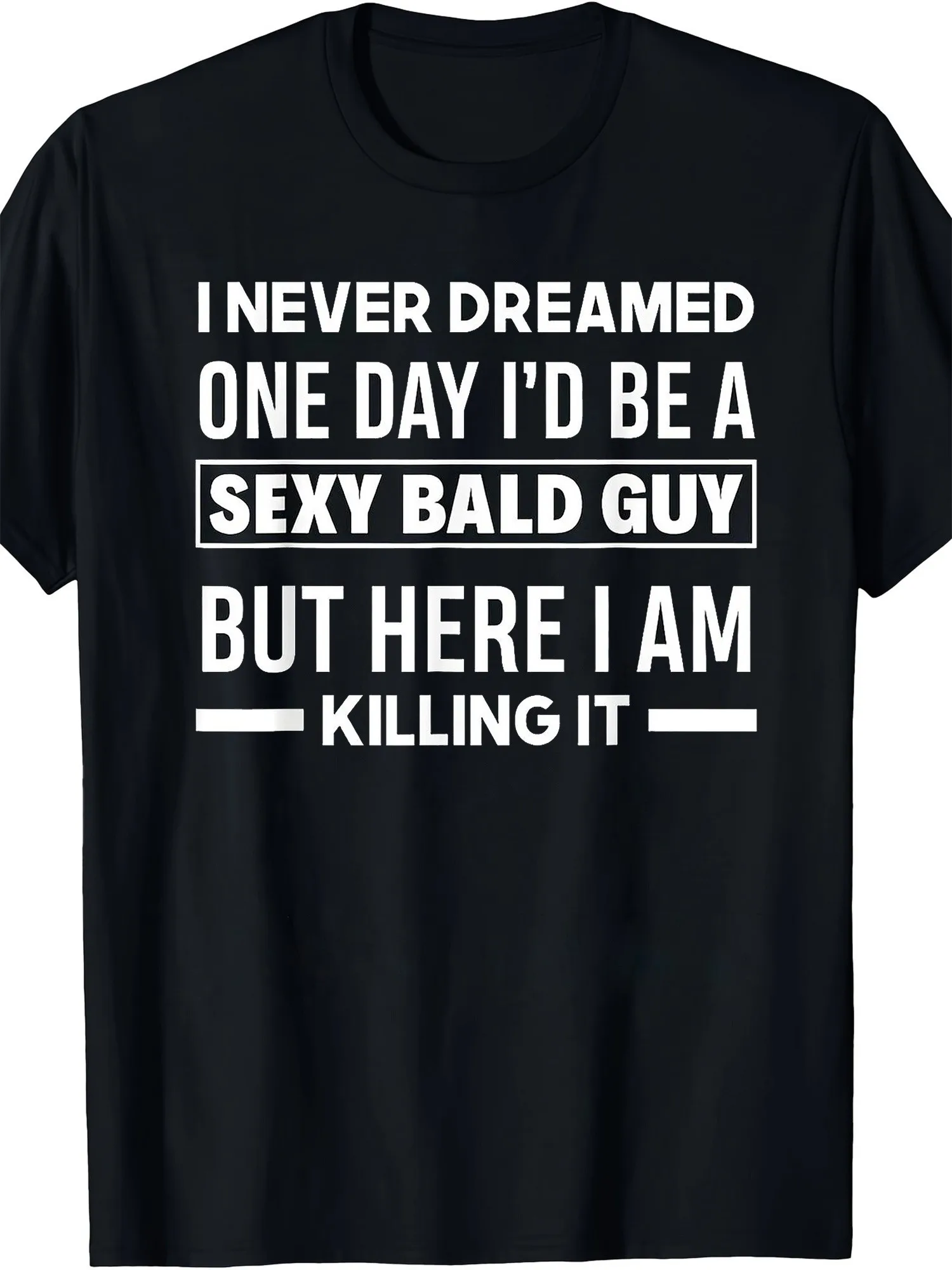 Men's Funny Bald Head Graphic T-Shirt with the Slogan'Bald Man' and Bald Head Print - Comfortable Cotton Crew Neck Short Sleeve, Slight Stretch
