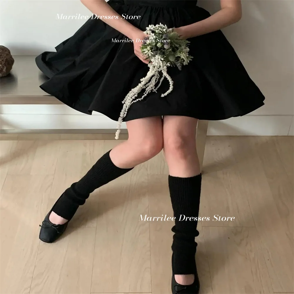 Marrilee elegante schwarze kurze träger lose A-Linie Abendkleider charmant über dem Knie ärmellose einfache Ballkleider formelle Anlässe