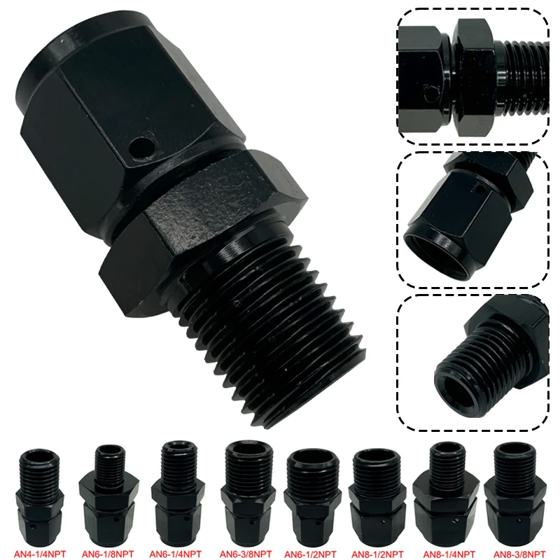 

Фитинг для топливного шланга 4AN 6AN 8AN, гибкий соединитель с внутренней резьбой на 1/4 NPT, 1/2 NPT, 1/8 NPT, 3/8 NPT, прямой алюминиевый адаптер-переходник с наружной резьбой