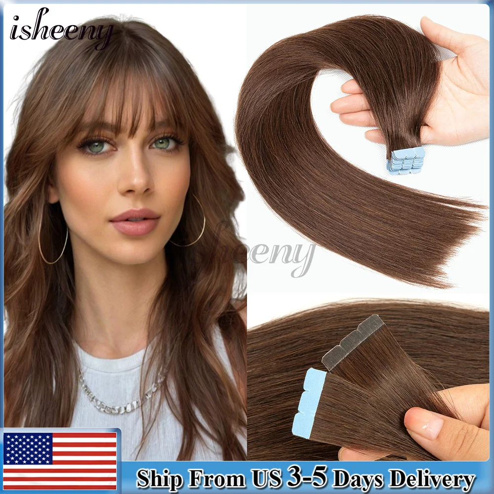 Mini Tape in Human Hair Extensions Machine Remy Adhesive Seamless Tape In Hair Straight Hair Extensions 10pcs/pack 12-24 Inches
