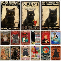 Artisian Animal Sign Black CAT Retro Metal Poster Funny Pet Vintage Decorative Tin Plate Garage Bar Pub Club Home Wall Decor
