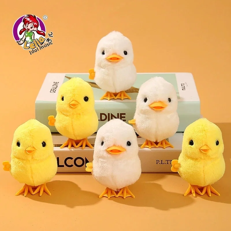 1Pcs Cute Wind Up Chick Plush Animals Toy Kids Boy Girl Stuffed Animals Chick Clockwork Walking Toys Children Fun Gifts