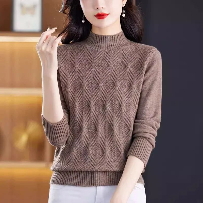 

Dalong Women's Unique Sle Sweater No Pilling Autumn Winter High Collar Long Sve Regular Fit Faionable Trendy Knitwear