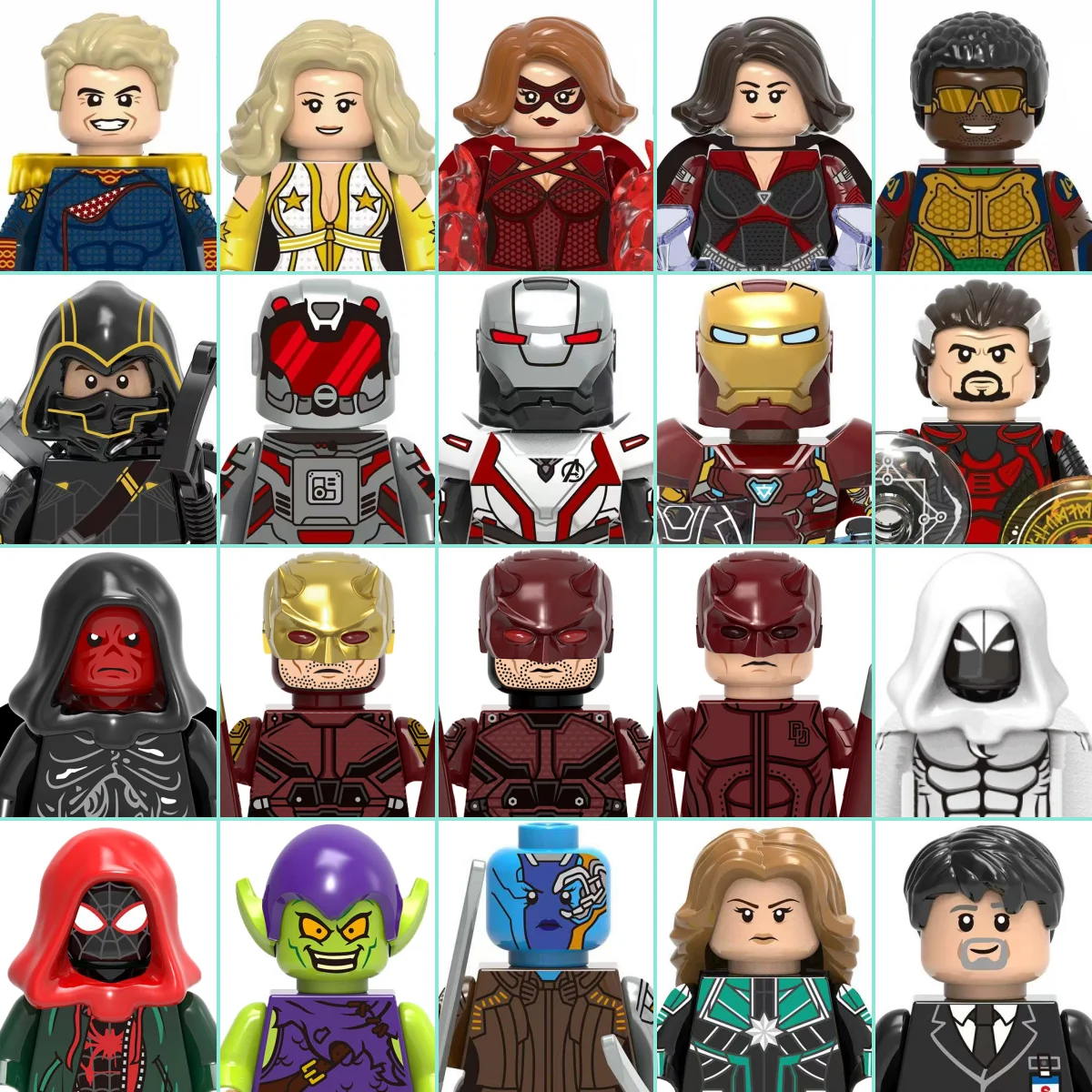 

Популярные кирпичные игрушки Marvel: Дэйрдевил, Хоумлендер, Железный человек, Странник — мини-фигурки, конструктор, подарки для детских праздников