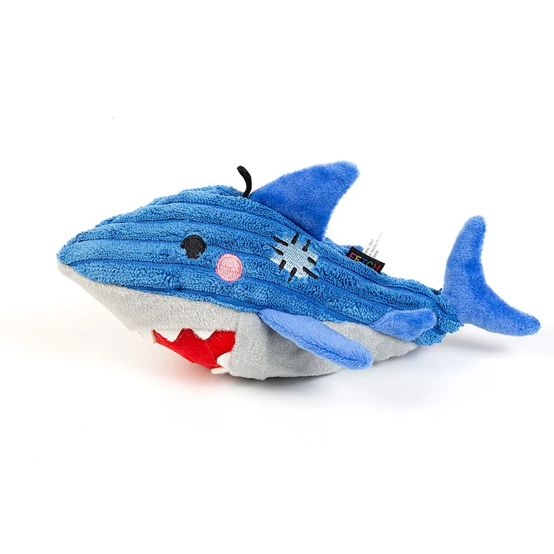 Plush Dog Toy Tropical Sea Series Squid/Seahorse/Shark/ Crab Soft Squeaky Toys Small Large Dogs Puppy Pets Training Accessories