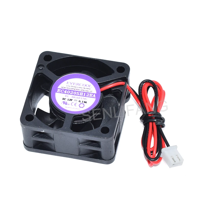 Well Tested New Cooling EC4020SH12EA 12V 0.14A 40*40*20MM Two Wires DC Brushless Axial Cooler Fan For Evercool