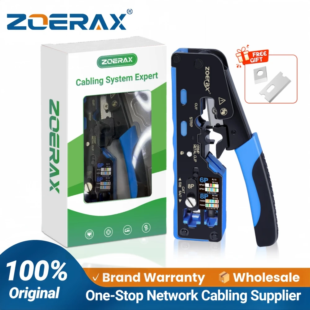 ZoeRax RJ45 Crimper Tool for Cat7 Cat6a Cat6 Cat5e Network Connector Ethernet Crimp Tool with Connector Crimp Terminal Function