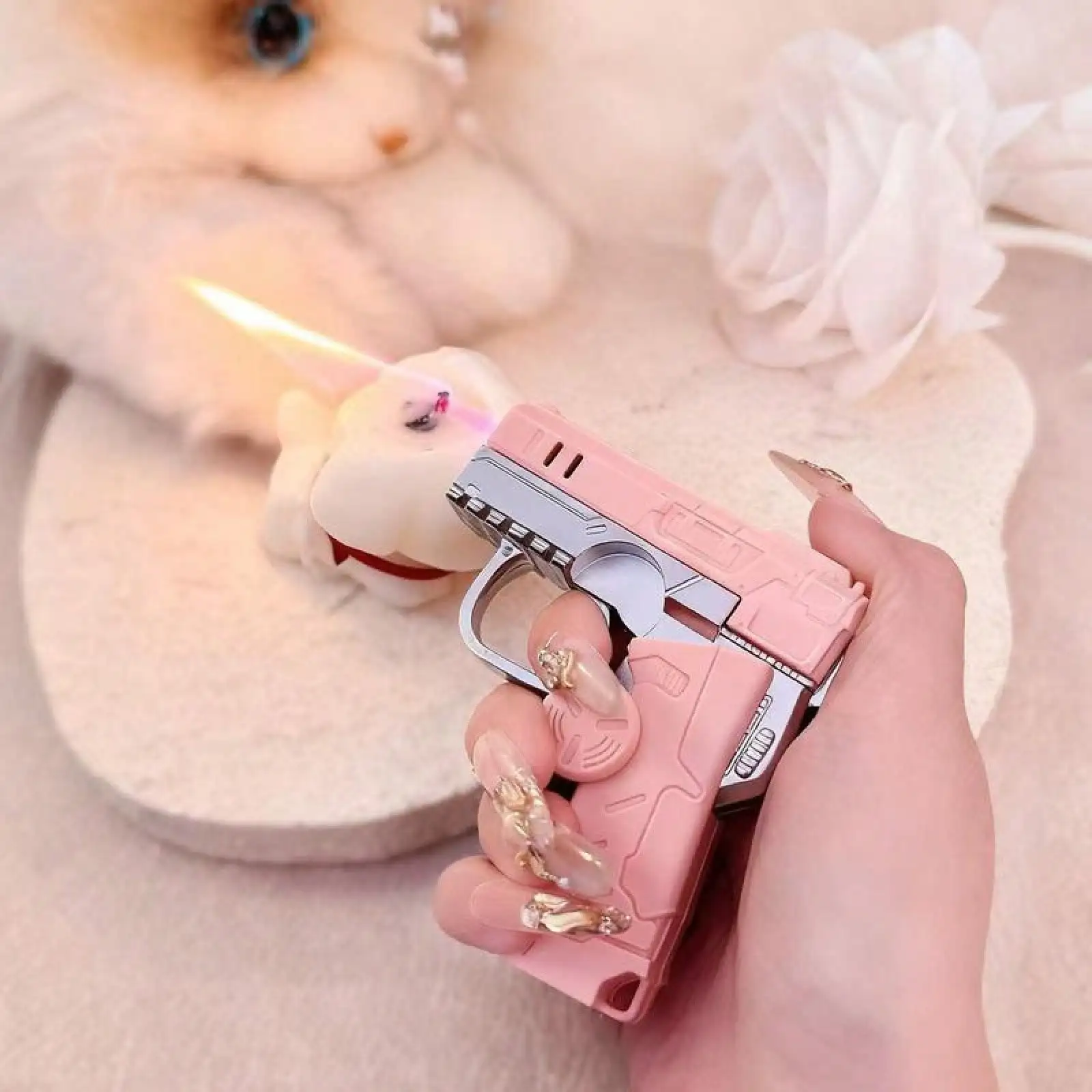 

[Without Butane] Ladies's Creative Lighter, Fingertip Gyroscope Lighter 2-In-1, Butane Lighter, Folding And Rotating For Pressur