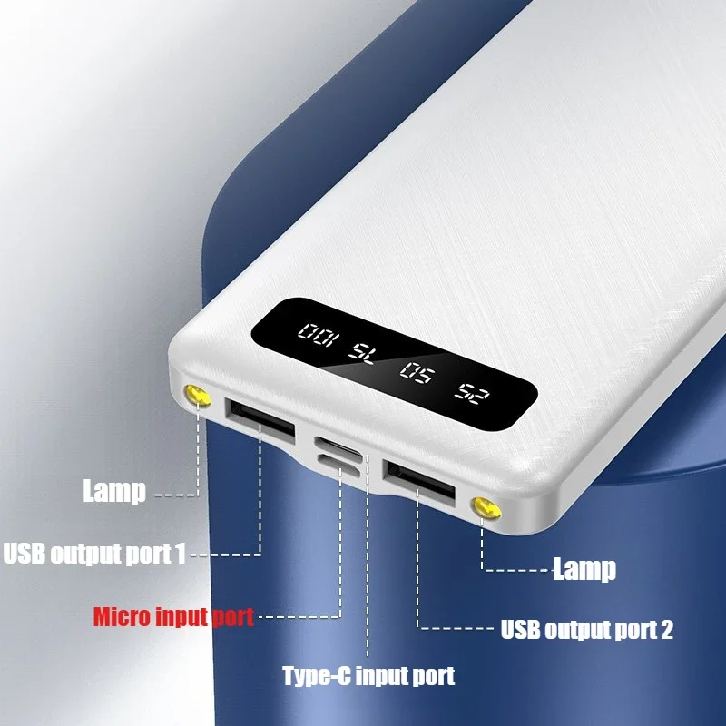 2025 New Creative Mini Convenient Digital Display Portable Power Bank 50000mAh Battery Charger Cases for iPhone Samsung Xiaomi