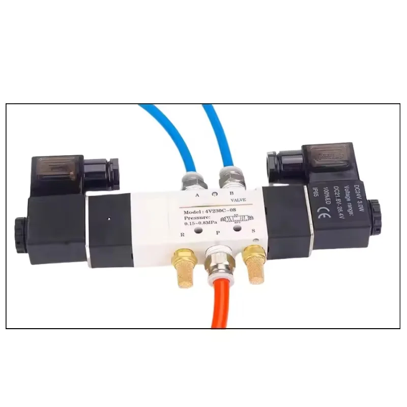 AirTAC 4V130C-06 4V230C-08 4V330C-10 4V430C-15 공압 공기 솔레노이드 밸브 5 포트 3 위치 방향 반전 12V 24V 110V 220V