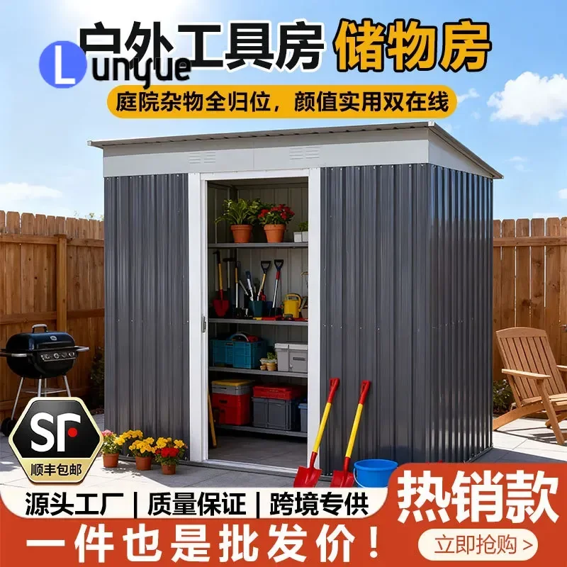 Outdoor Garden Storage Shed Rainproof Sunscreen Tin Tool Room Mobile Temporary Courtyard Gazebo for Lawn Patio Yard