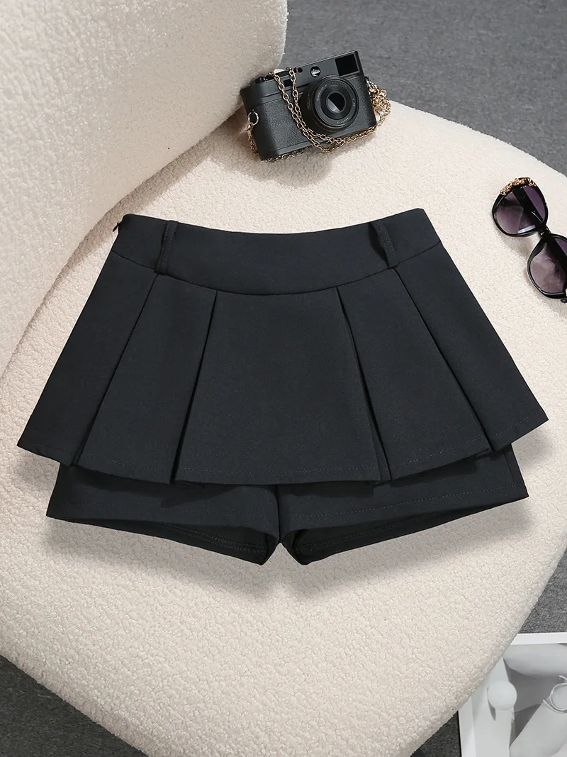 2026 Spring New Design Gray Pleated Mini Skirt