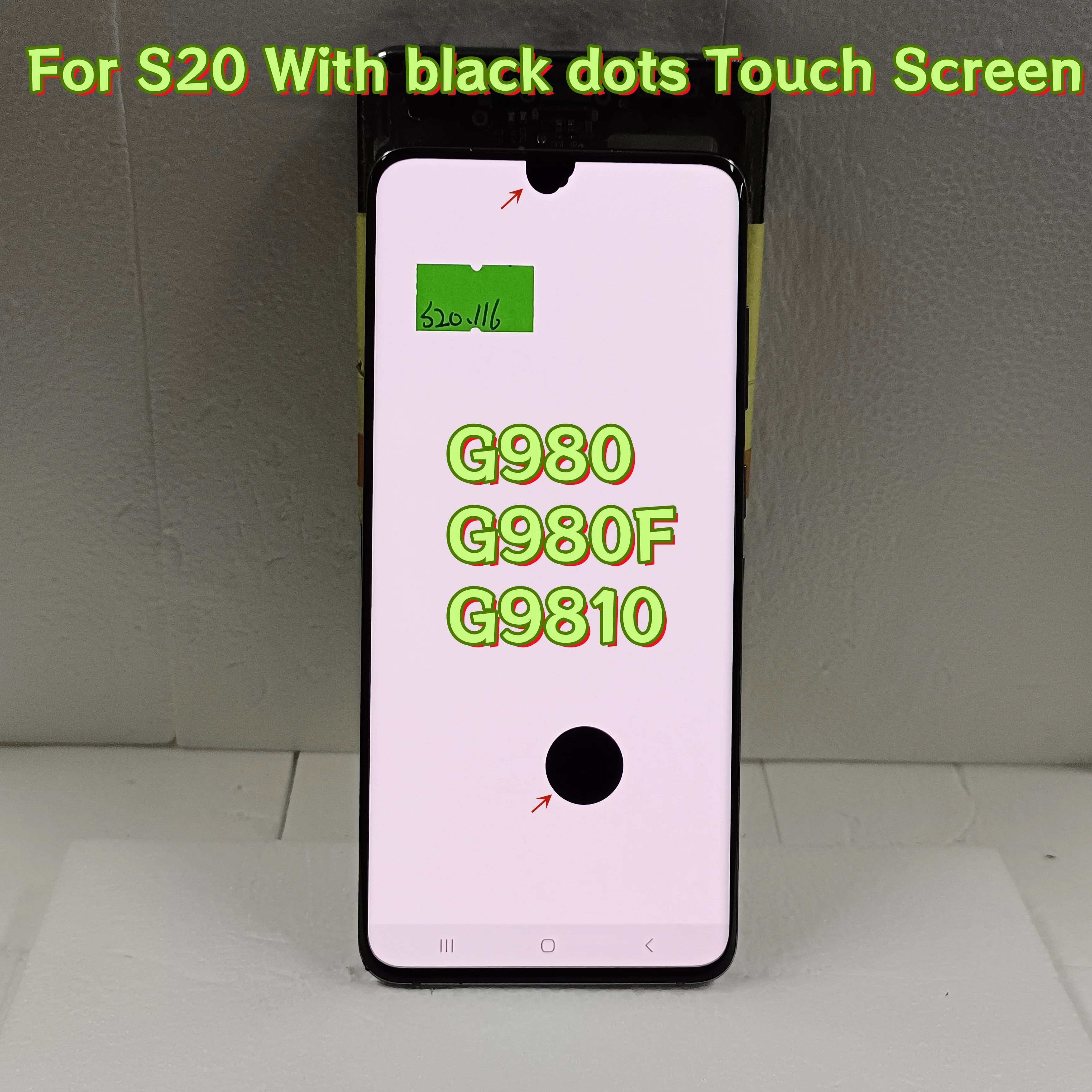 High Quality AMOLED G980FD With display Defects  For Samsung Galaxy S20 G980  LCD Digital Touch Screen Replacement With frame.