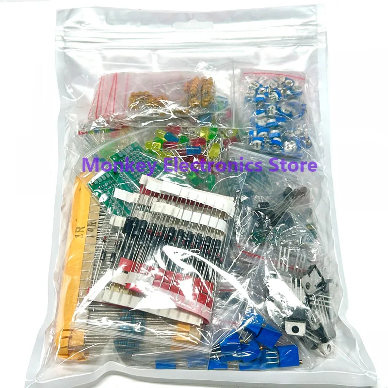 1818PCS Electronic Components Kit Monolithic Capacitor 3296w RM063 Adjustable Capacitor to-220 Transistor LED Diodes Resistors