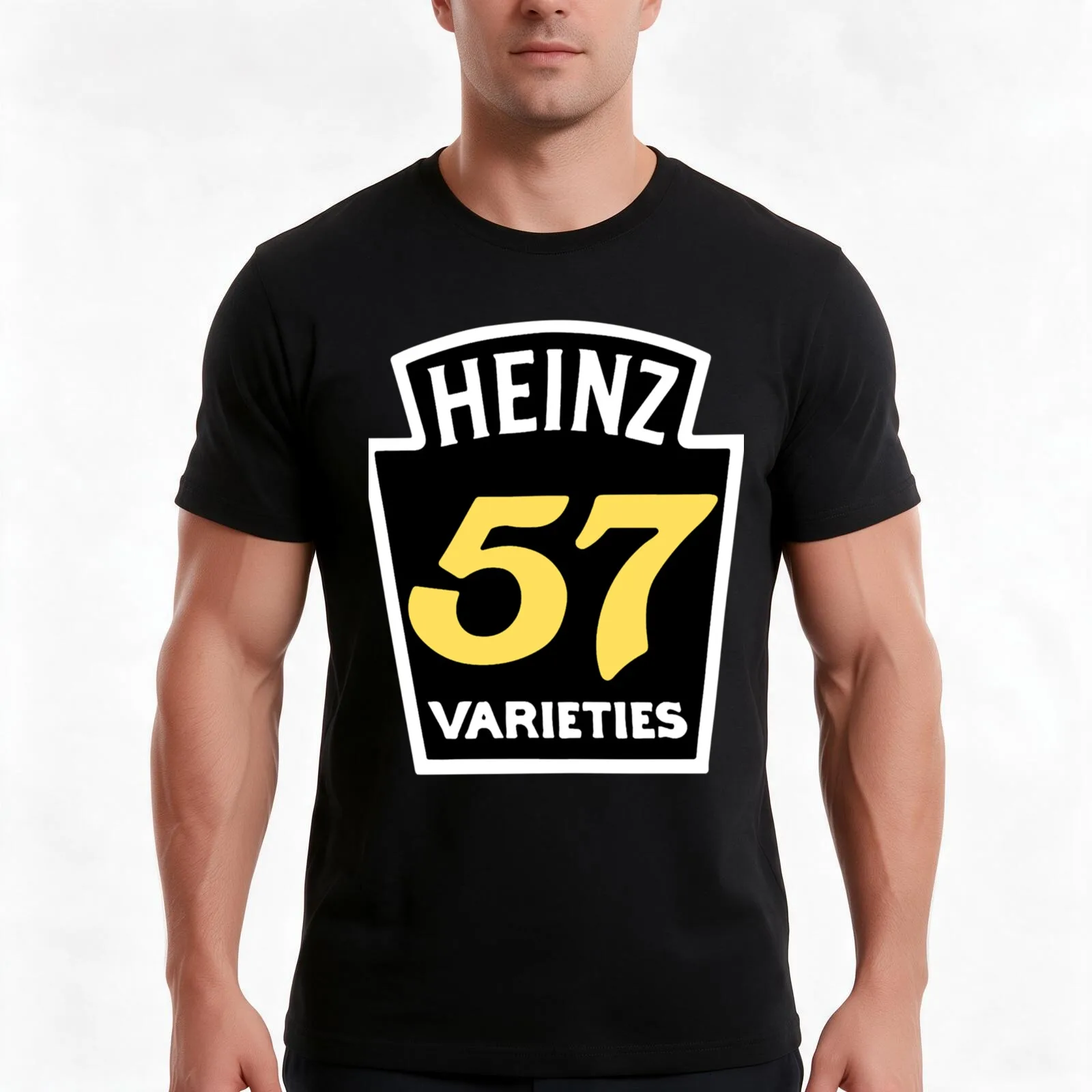 Heinz 57 T-Shirt, Summer Casual Cotton Tee, Oversized Streetwear Tops, Vintage Graphic Print, Loose Fit Short Sleeve