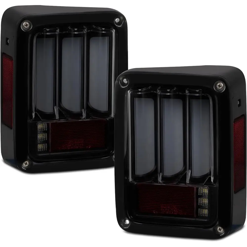 - For 2007-2018 Jeep Wrangler JK Sequential Signal LED Tail Lights Lamps Assembly - Black Smoked