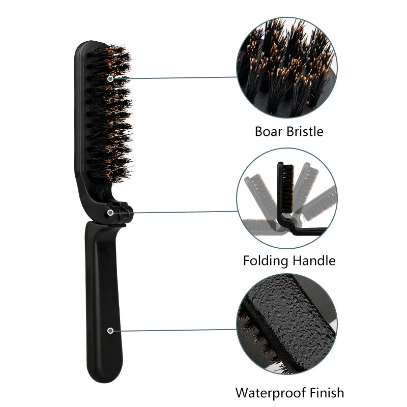 1PCS Soft Boar Bristle Beard Brush For Beard Men's Shaving Brush Fold Beard And Mustache Brush Hairdressing Hair Styling Comb