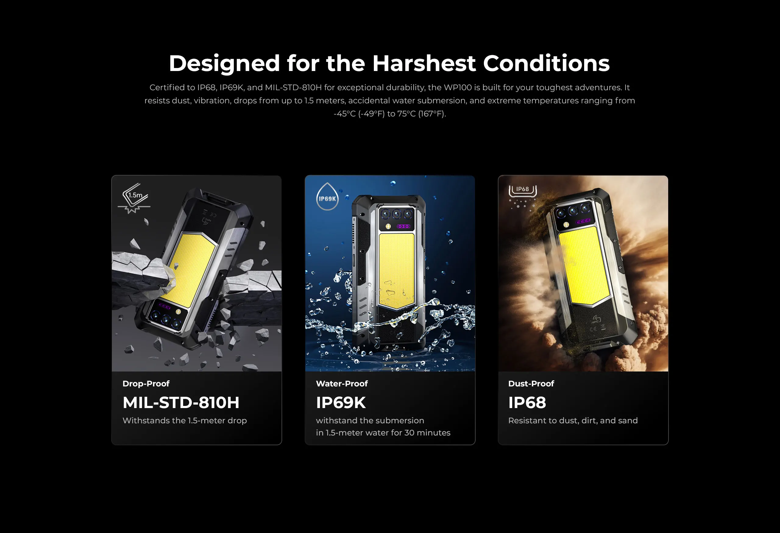 Oukitel WP100 Rugged Phone 33000mAh Battery Built in Laser Rangefinder 6.8 Inch 12+24GB RAM+512GB Mobile Phone 200MP Camera NFC