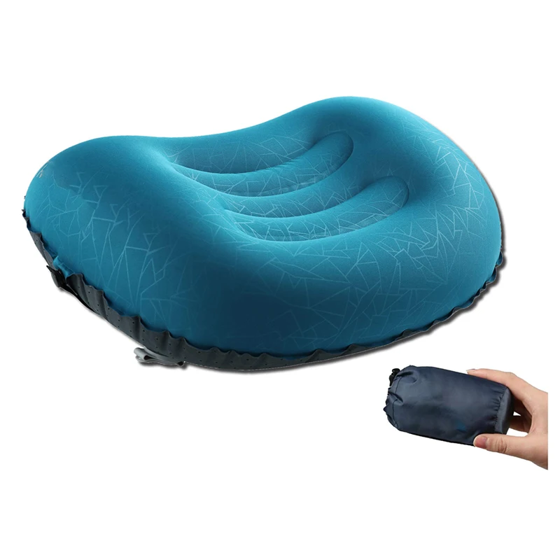 Oreiller de voyage gonflable portable ultraléger, équipement de couchage de protection pour le cou et le soutien lombaire, oreiller de camping extérieur