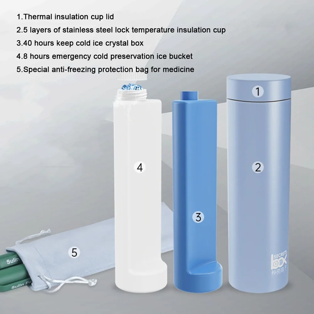 Carry-on Insulin Cooler Box USB Charging LCD Digital Display Rechargeable Cooling Cup Automatic Temperature Control