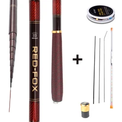 Goture Carbon Fiber Telescopic Fishing Rod Kit 3-7.2m Tenkara Rod with Spare Tips,With Floats Rig Set Stream Freshwater Hand Rod