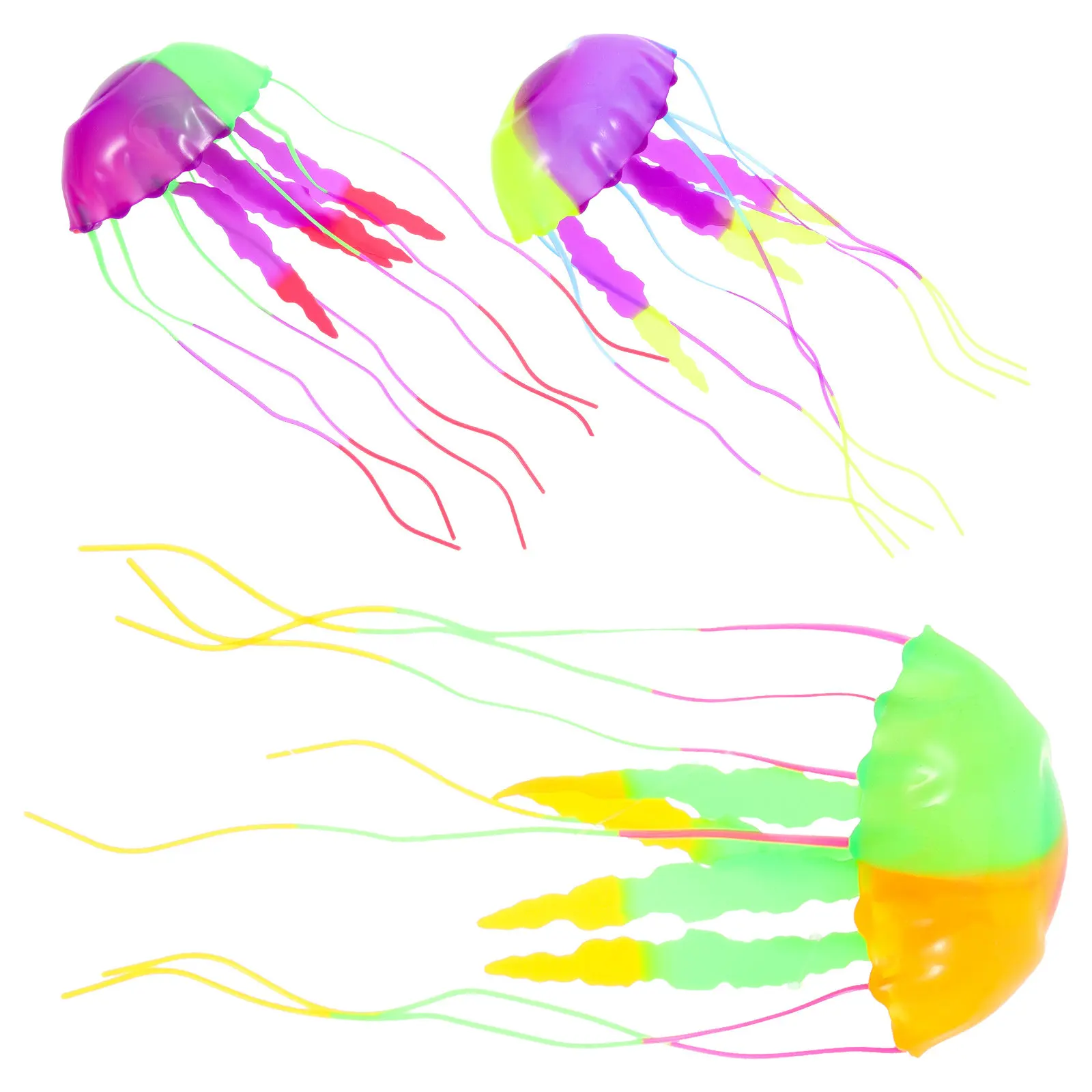 3Pcs Jellyfish Tank Decorations Silicone Fake Jellyfish Ornaments for Aquarium Fish Pond Landscape Decoration Chic Visual