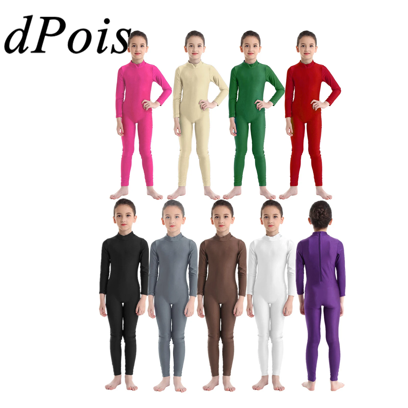 Kids Long Sleeve Mock Neck Leotard Ballet Dance Leotards  Gymnastics Jumpsuit for Girls Children's Dancewear Exercise Costumes