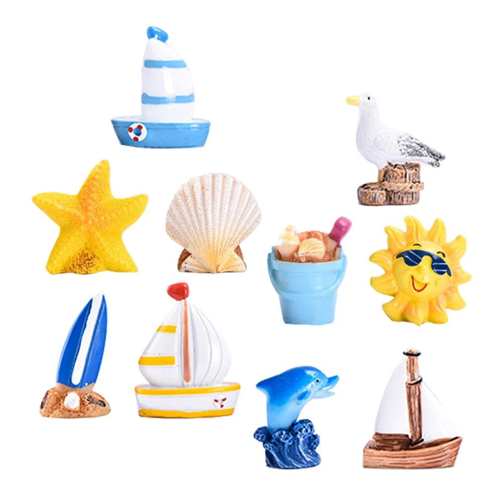 

10 Pcs Marine Resin Statue Ocean Decor Aquarium Fish Tank Miniature Garden Fairy Tale Resin Craft Lifelike Underwater