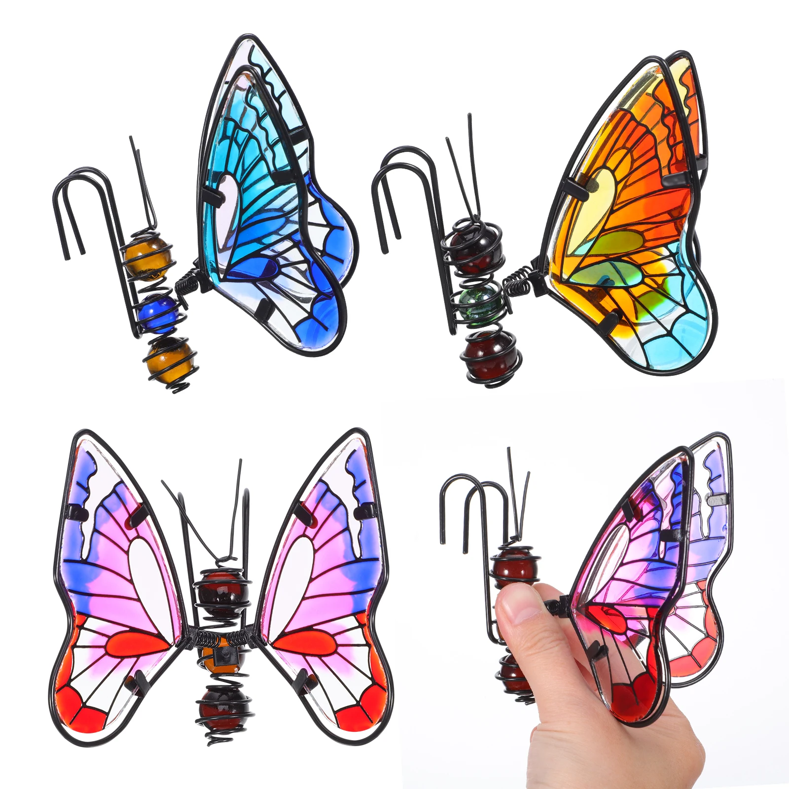 

3 Pcs Butterfly Ornament Flower Pot Decorations Ornaments Figurines Hangers Container Garden Hanging Iron Plant