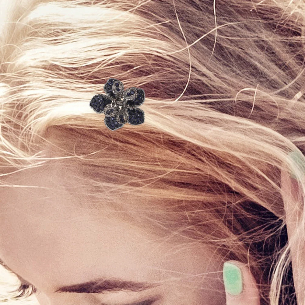 

2Pcs Flower Hair Clips Rhinestone Decorative Claw Clip for Women Girls Fine Hair Styling Accessory Rhinestone Claw Clip