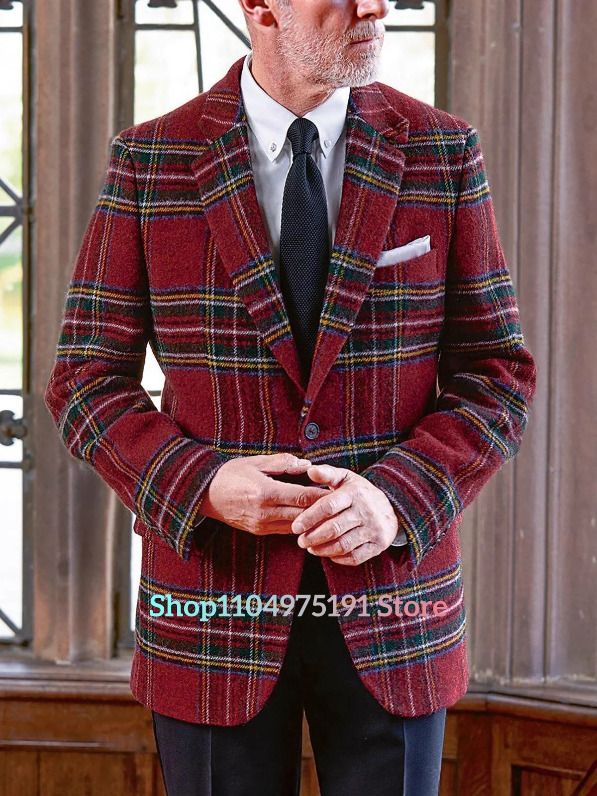 موضوع عيد الميلاد الخريف والشتاء سليم صالح الأوروبية والأمريكية الرجعية منقوشة الرجال البدلة سترة. جودة عالية الرجال المرحلة زي