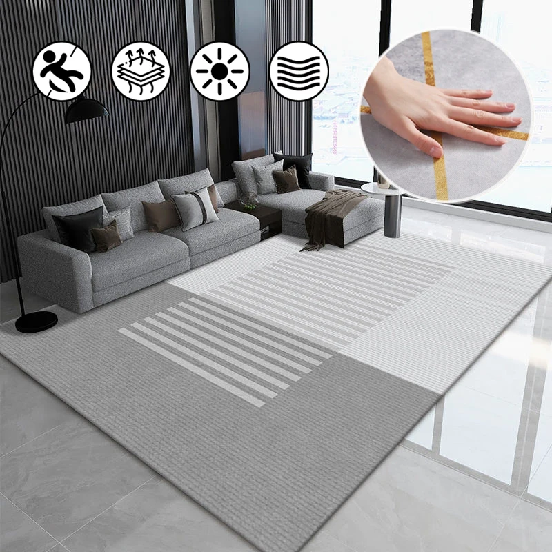 

Modern geometric lines gray dirt-resistant non-slip carpets for living room bedroom checkroom rugs entrance door mat