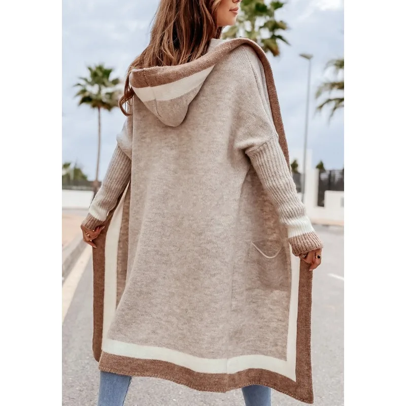 Hooded Long Cardigan Sweater Winter Coat Long Sleeve Y2K Women Sweaters Cardigan Autumn Leisure Hooded Sweaters Cardigan