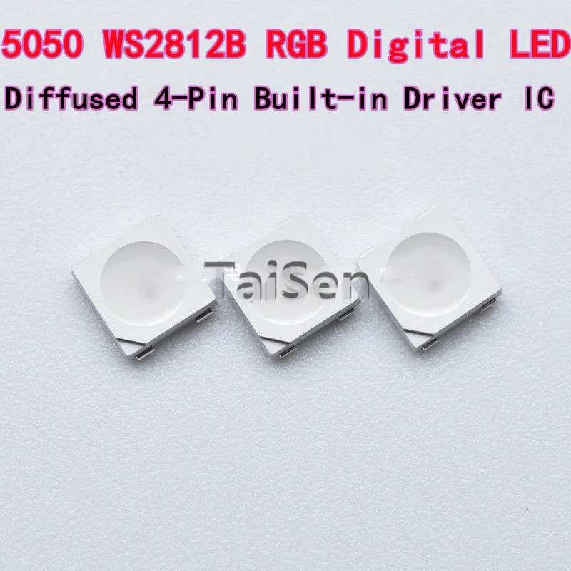 50/100pcs High Brightness WS2812B 5050 RGB Digital LED, Diffused 4-Pin Built-in Driver IC, 5V Programmable Color LED Chip