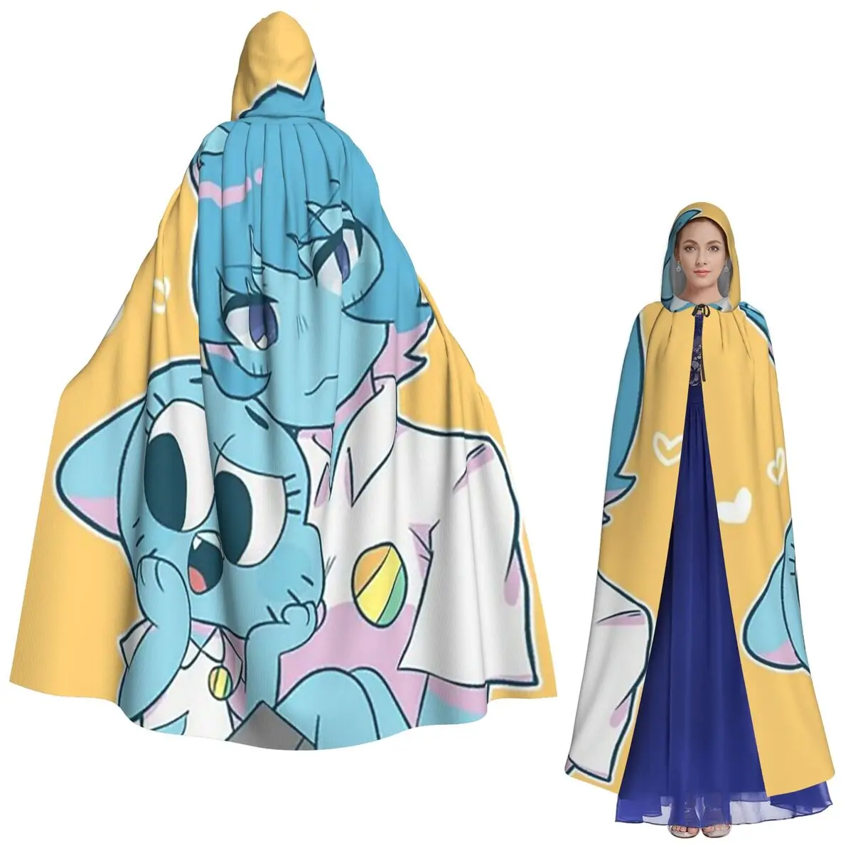Nicole gumball watterson capa longa com capuz bruxa traje medieval cosplay capa halloween vampiro adulto unissex