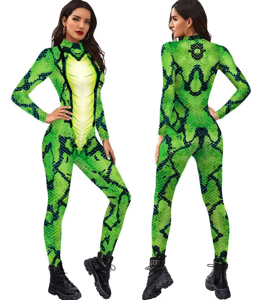 Mono con estampado 3D de piel de cocodrilo para mujer, mono Sexy a la moda, traje de Cosplay, Catsuit