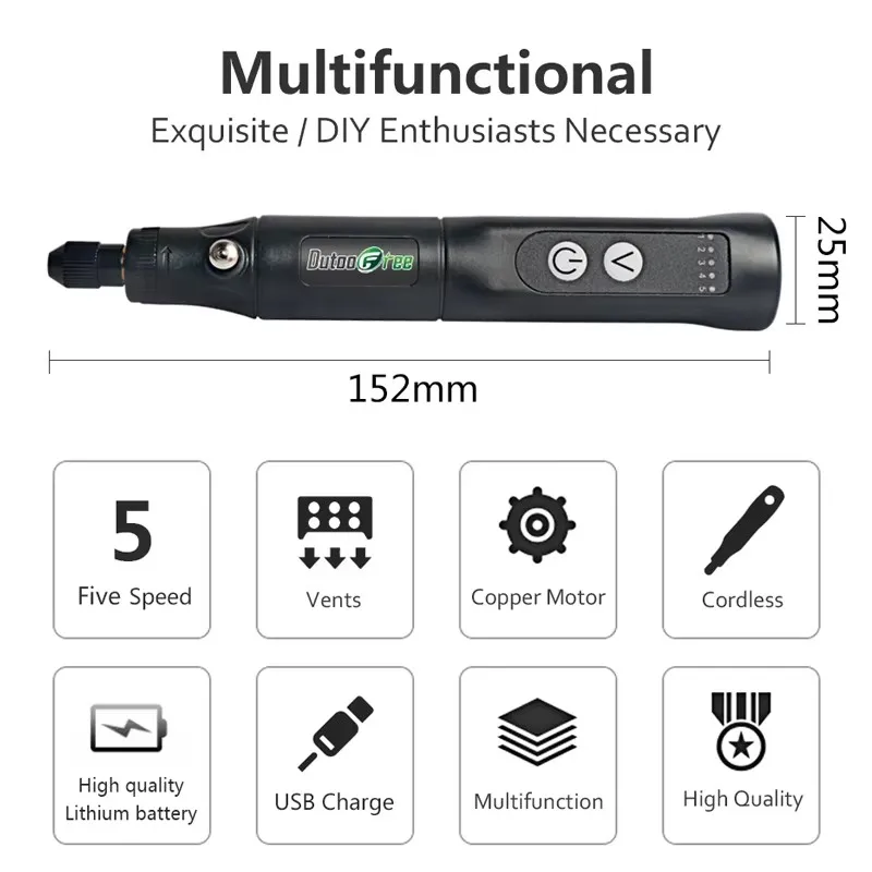 

USB Cordless Rotary Tool Kit Woodworking Carving Pen DIY Mini Wireless Drill 9000-18000rpm Electric Tool Drill