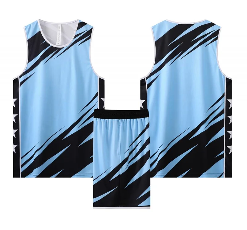 Brand basketball jerseys sleeveless vest five quarter pants set custom print number and name 7701Basketball uniform custom 159