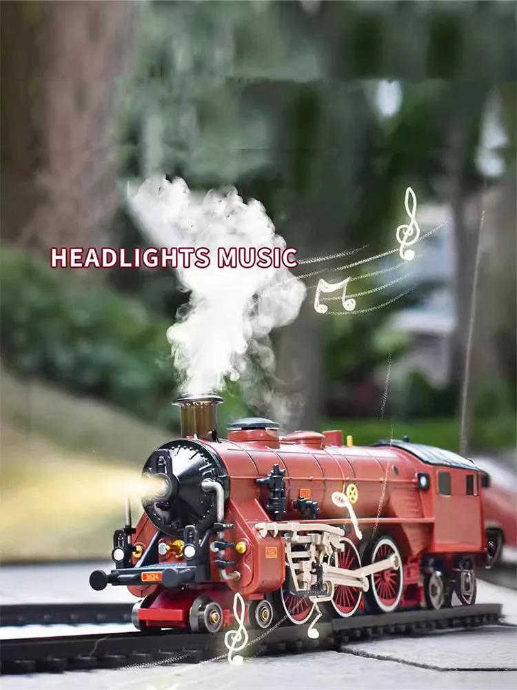 Model Train Toys, Electric Train Sets Toy w/Cargo Cars & Tracks, Metal Alloy Model Train Set w/Smoke, Toys Steam Locomotive