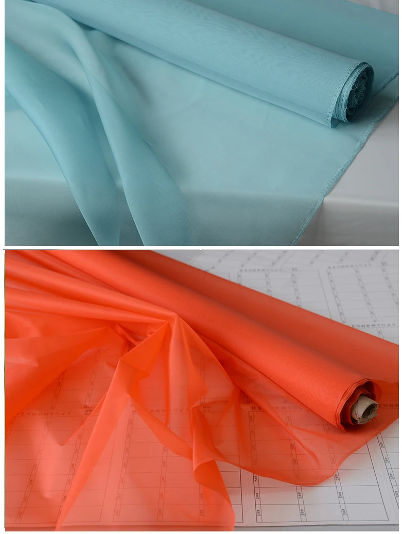 100% Mulberry Silk Organza, Width 138cm, Thickness 8m/m, Solid Color Pure Silk Fabric for Wedding DIY Sewing By The Meter