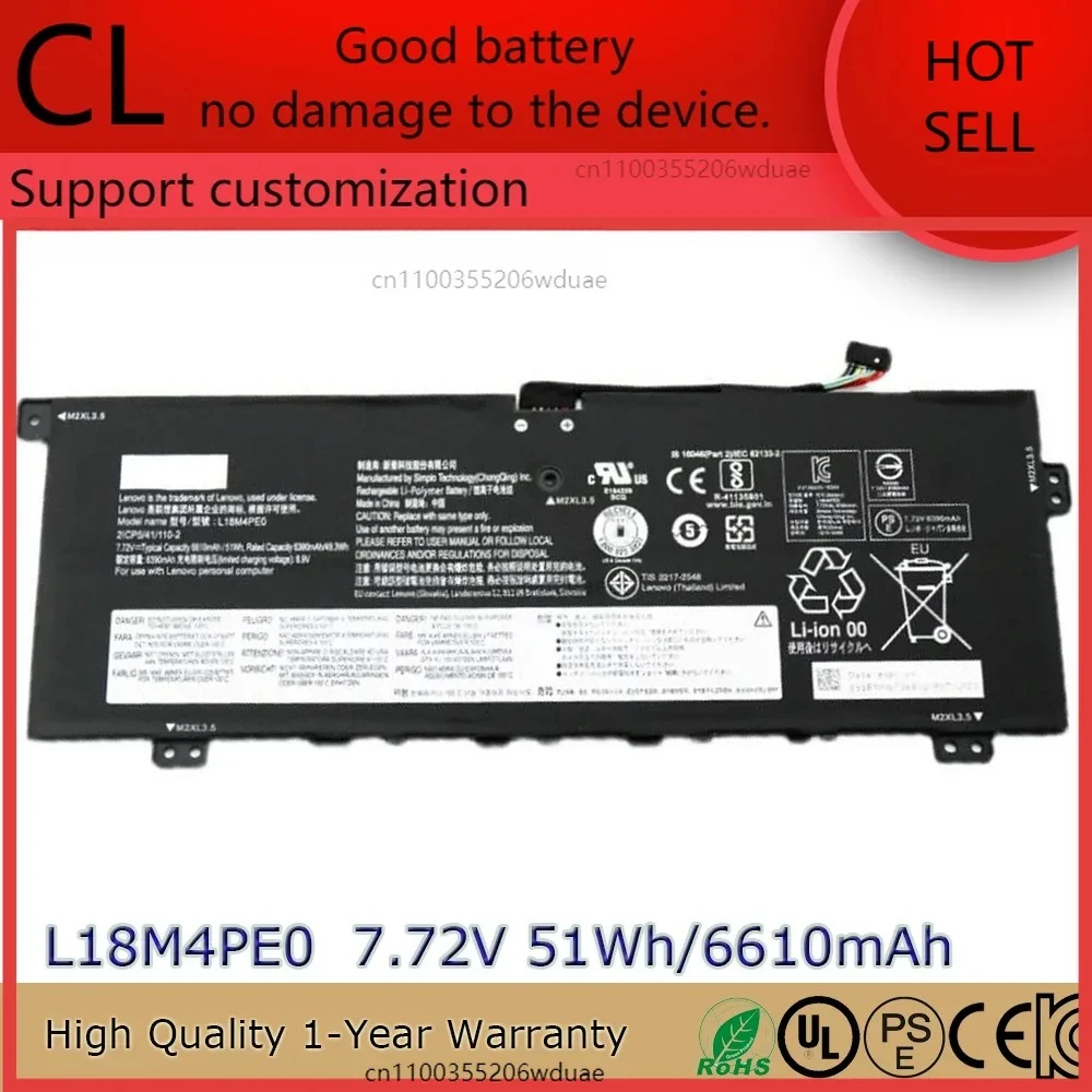 

Brand New Original L18M4PE0 7.72V 41Wh Laptop Battery for Lenovo Yoga C740-14IML 5B10W67296 L18L4PE0 etc.