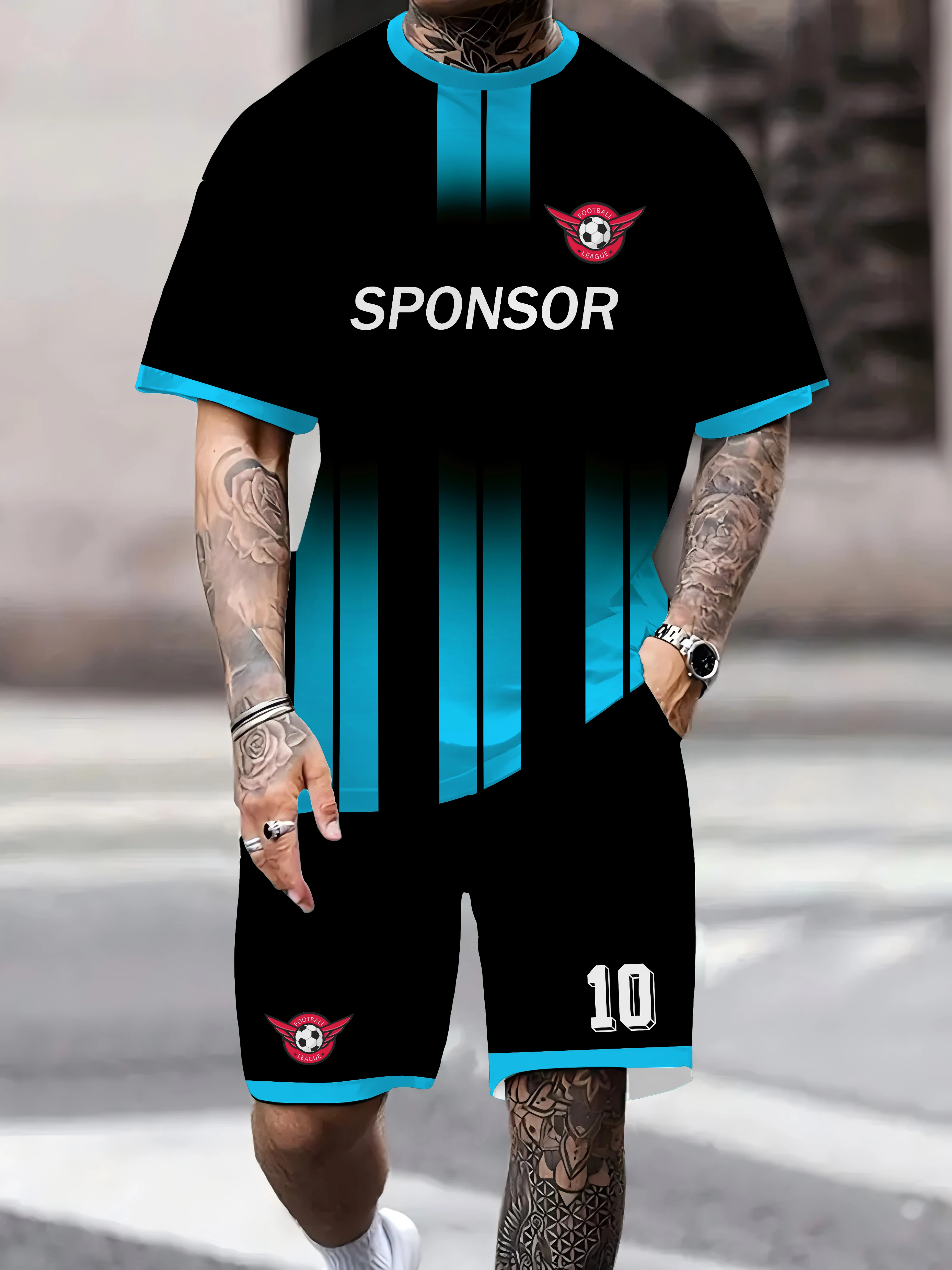 

2025 Summer New Football Championship Sponsorship Club T-shirt Set and Short Sleeve Men's T-shirt Football T-shirt Shu Football