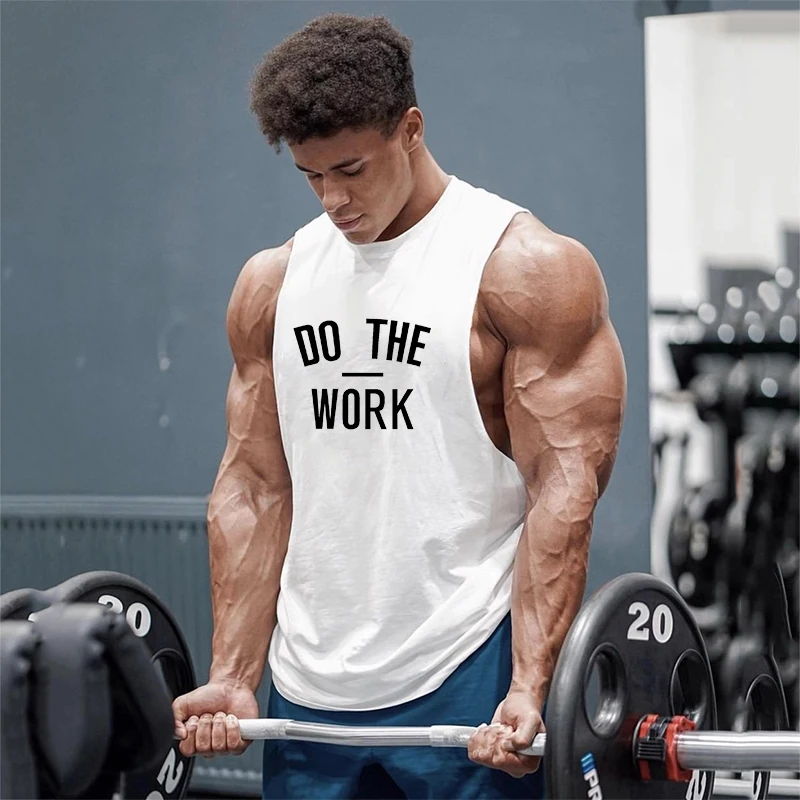 Muscle Cut Tank Top for Men Summer Casual Cotton Vest Open Sides Workout Shirt Fitness Breathable Clothing Sleeveless O Neck