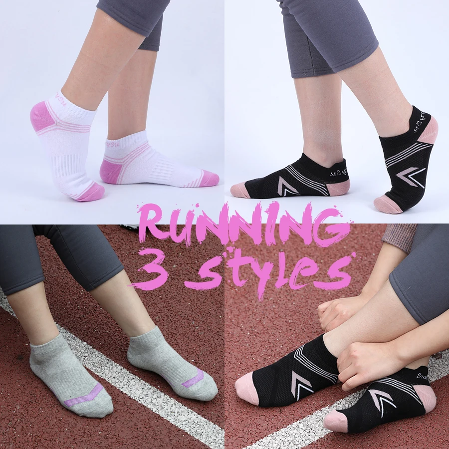 5 Pairs/Box Running Socks Women Casual Ankle Outdoor Cotton Colorful Stripes Breathable Grey White Short Sock Girl Gift Box Pack