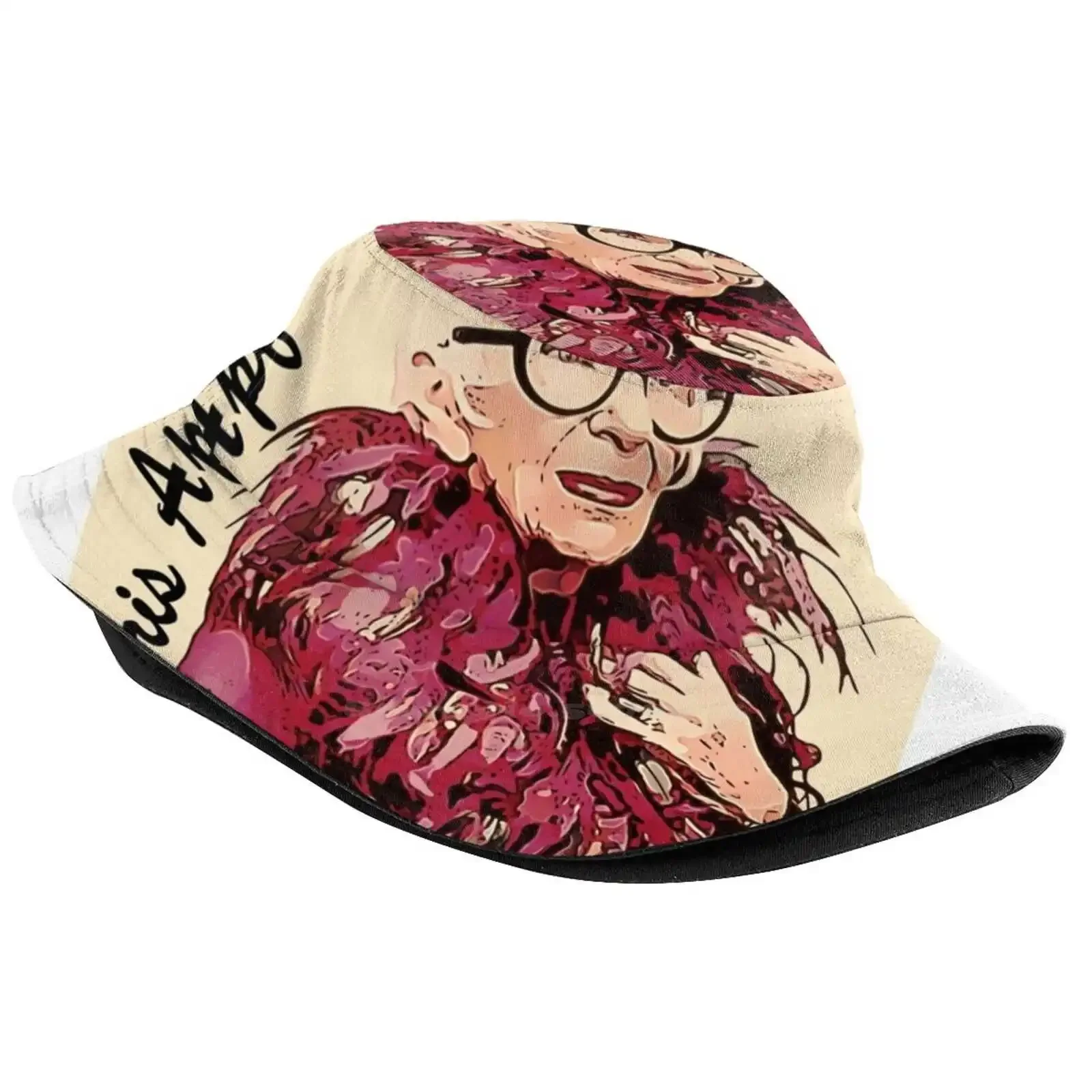 Iris Apfel Print Bucket Hats Sun Cap Iris Apfel Style Fashion Old Young Glasses Cool